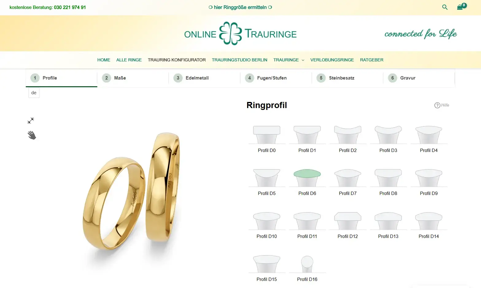 Online-Ringkonfigurator für Trauringe von Juwelier Grützmacher
